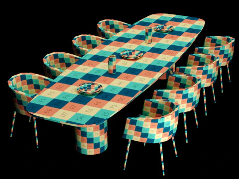 Modern dining table 4 3D Model