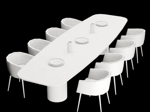 Modern dining table 4 3D Model