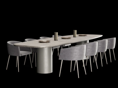 Modern dining table 4 3D Model