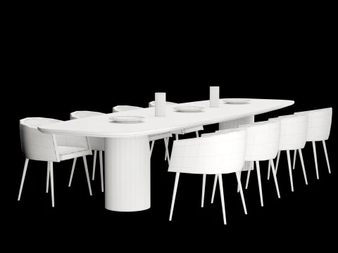 Modern dining table 4 3D Model