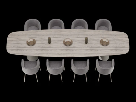 Modern dining table 4 3D Model