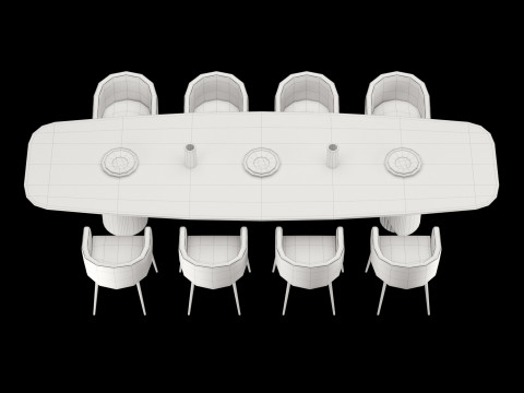 Modern dining table 4 3D Modell