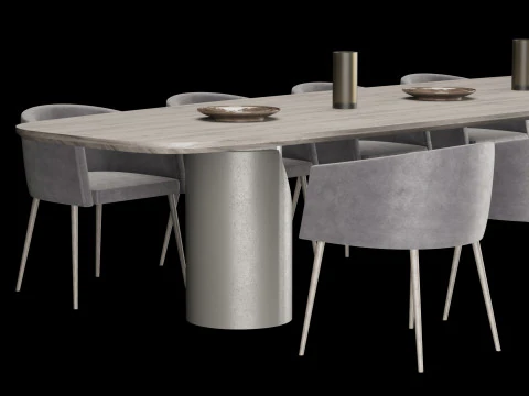 Modern dining table 4 3D Model