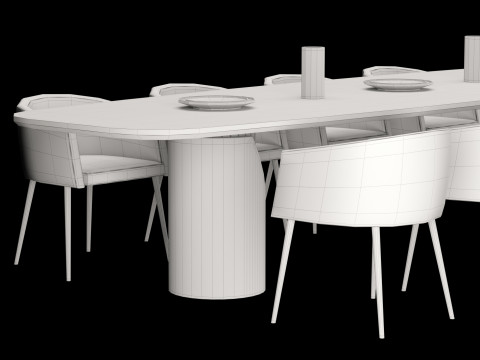 Modern dining table 4 3D Modell