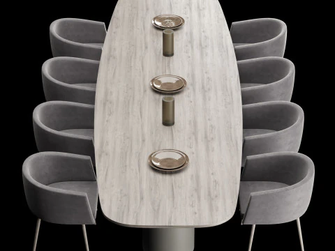 Modern dining table 4 3D Model