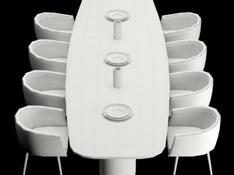 Modern dining table 4 3D Model