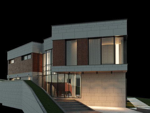Modern house 2 with furniture 3D Model