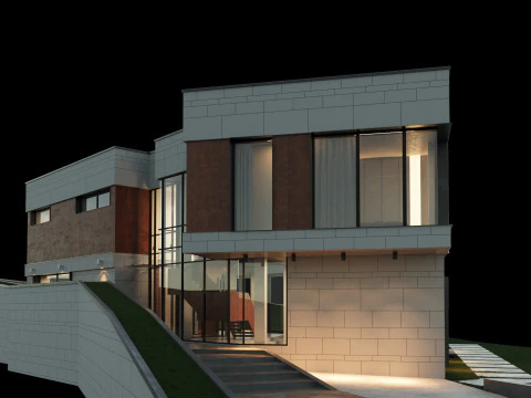 现代房子 2 带家具 3D 模型