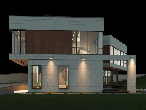 现代房子 2 带家具 3D 模型