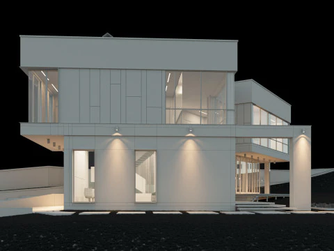 现代房子 2 带家具 3D 模型