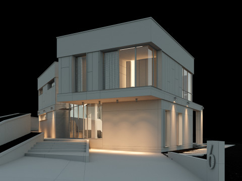 Modern house 2 with furniture 3D Model