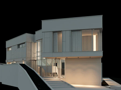 现代房子 2 带家具 3D 模型