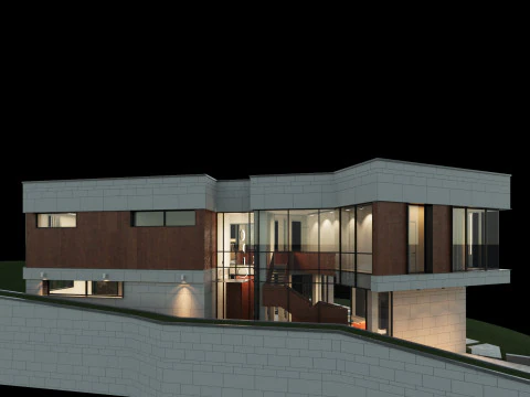 现代房子 2 带家具 3D 模型