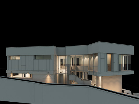 Modern house 2 with furniture 3D Model