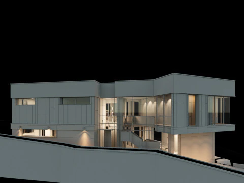 现代房子 2 带家具 3D 模型