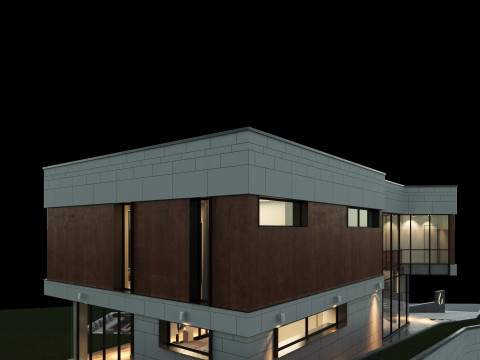Modern house 2 with furniture 3D Model