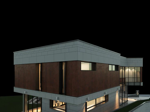 现代房子 2 带家具 3D 模型