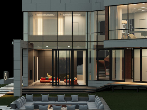 Modern house 2 with furniture 3D Model