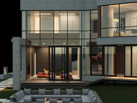 现代房子 2 带家具 3D 模型