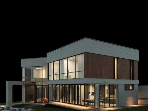 现代房子 2 带家具 3D 模型