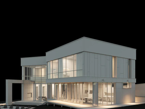 现代房子 2 带家具 3D 模型