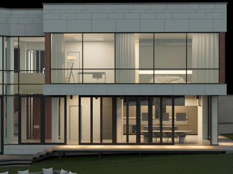 现代房子 2 带家具 3D 模型