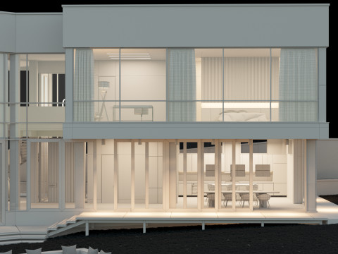 Modern house 2 with furniture 3D Model