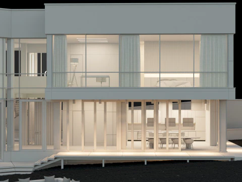 现代房子 2 带家具 3D 模型