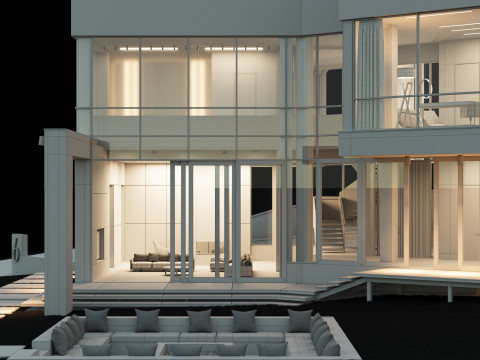 Modern house 2 with furniture 3D Model