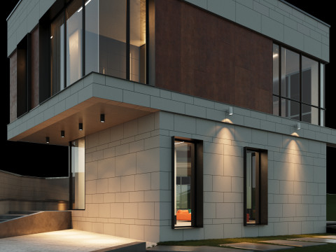 Modern house 2 with furniture 3D Model