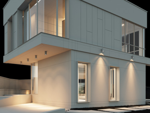 Modern house 2 with furniture 3D Model