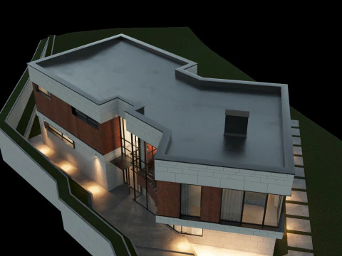 现代房子 2 带家具 3D 模型