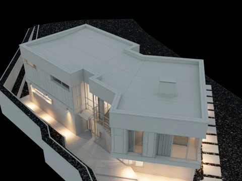 现代房子 2 带家具 3D 模型