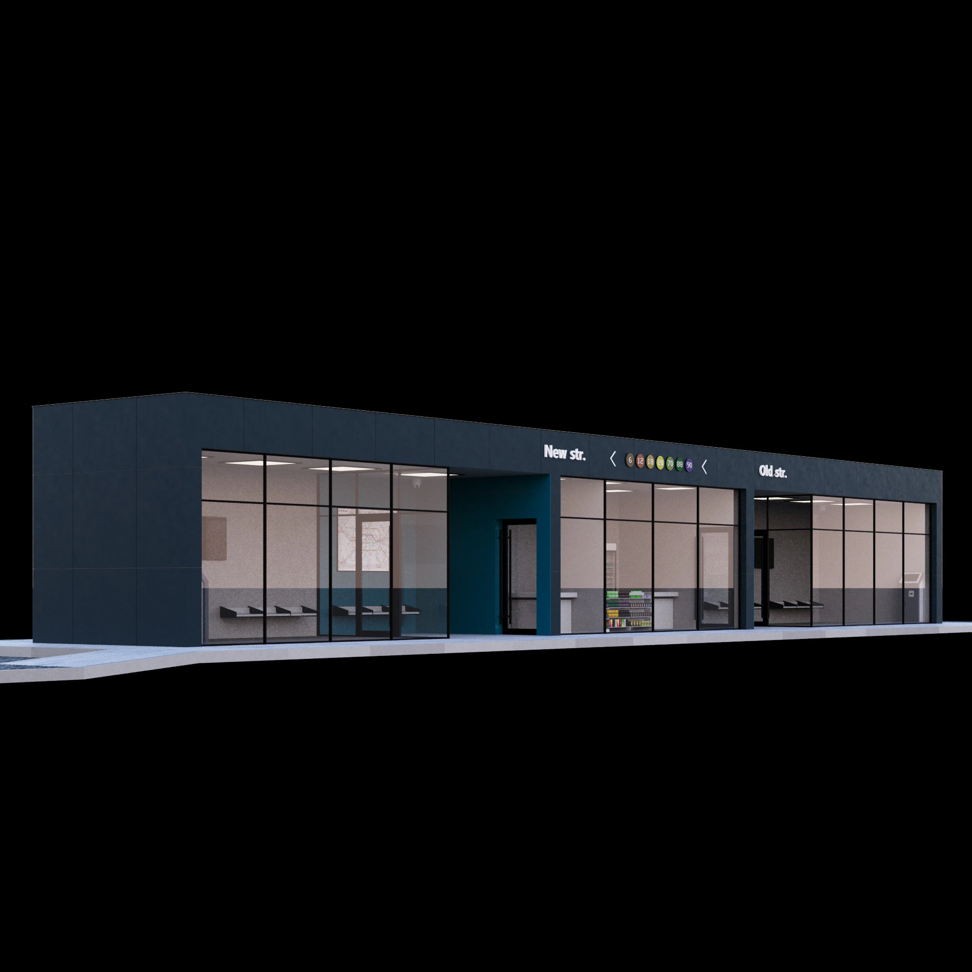 Bus station 3D Model .c4d .max .obj .3ds .fbx .stl .blend 