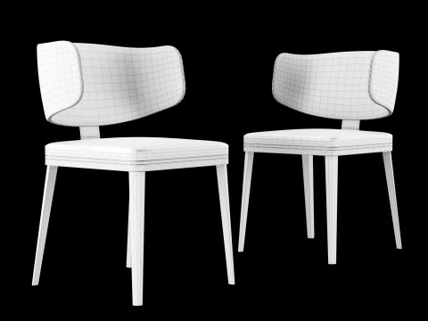 Dining leather chair 6 3D Model