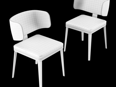 Dining leather chair 6 3D Model