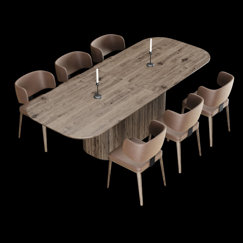 Modern dining table whith chair whith chair 5 Modello 3D .c4d .max .obj .3ds .fbx .stl .blend