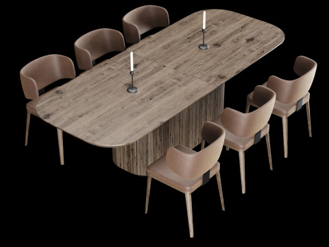 Modern dining table whith chair whith chair 5 Modello 3D