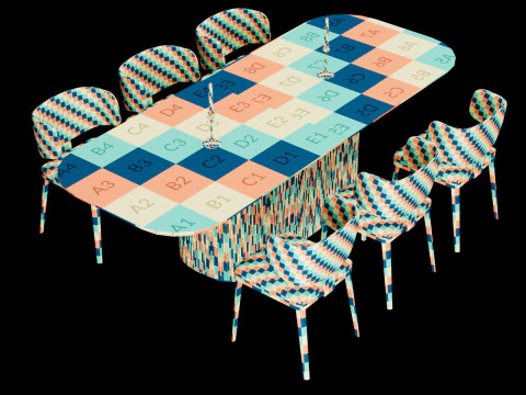 Modern dining table whith chair whith chair 5 3D Model