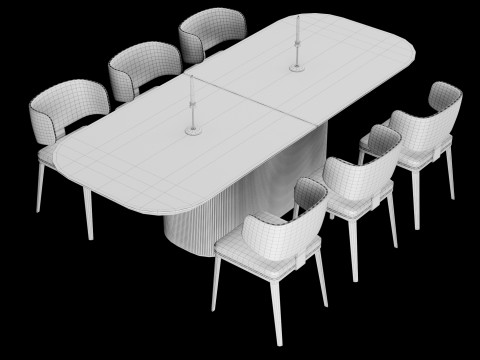 Modern dining table whith chair whith chair 5 Modello 3D