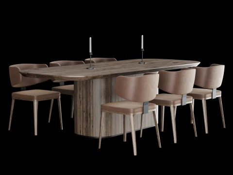 Modern dining table whith chair whith chair 5 3D Model
