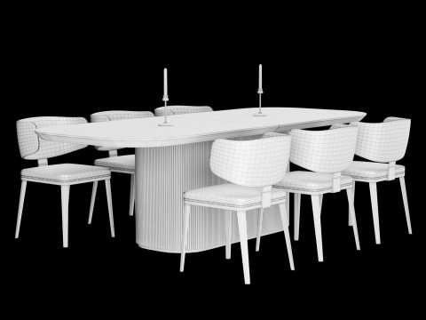 Modern dining table whith chair whith chair 5 Modello 3D