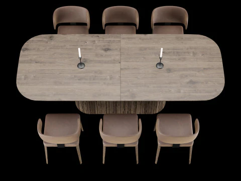 Modern dining table whith chair whith chair 5 3D Model