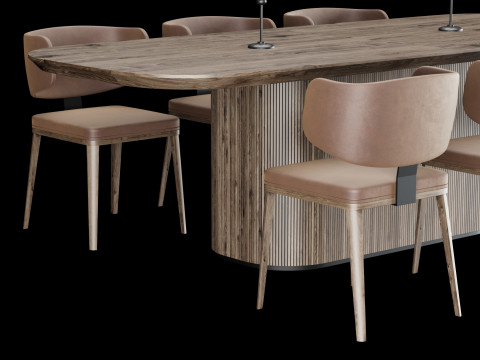 Modern dining table whith chair whith chair 5 Modello 3D