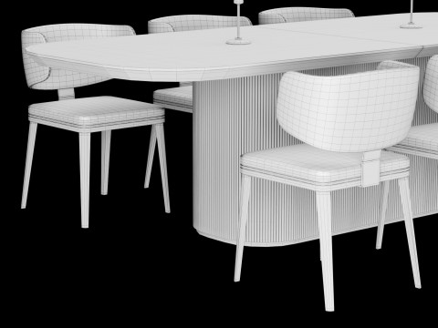 Modern dining table whith chair whith chair 5 Modello 3D