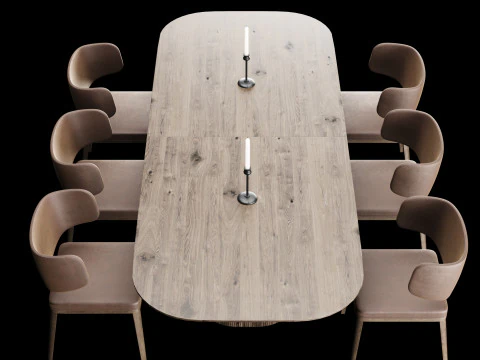 Modern dining table whith chair whith chair 5 3D Model