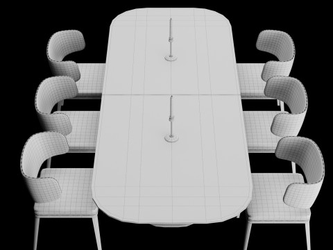 Modern dining table whith chair whith chair 5 Modello 3D