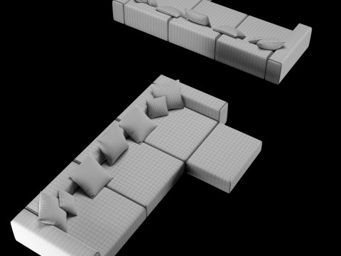 Modern angle sofa 2 with pillow Model 3D