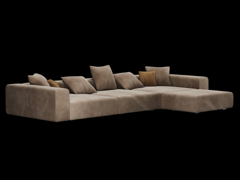 Modern angle sofa 2 with pillow Model 3D