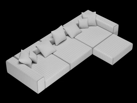 Modern angle sofa 2 with pillow 3D Model